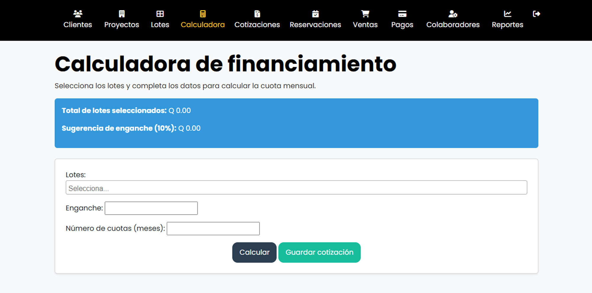 Lotigest - calculadora de financiamiento